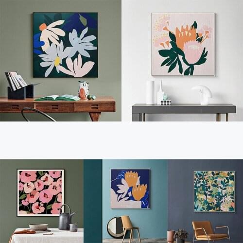 Simple Nordic American retro flower printing art poster living room canvas decorative painting corridor mural porch picture