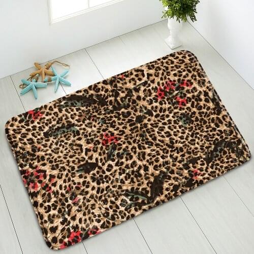 Leopard Print Anti-Slip Bathroom Mat Indoor Floor Mat Bedroom Kitchen Doormat Rug Balcony Carpet Absorbent Washable Home Decor