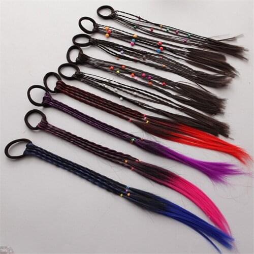 New Girls Colorful Wigs Ponytail Hair Ornament Headbands Rubber Bands Beauty Hair Bands Headwear Kids Hair Accessories Head Band