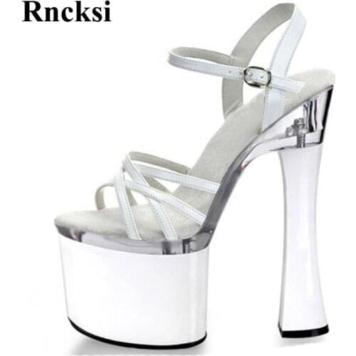 Rncksi Women Fashion New Sexy 18cm Square High Heels Sandals Wedding Night Club Party Pole Dance Sandals Platform sandals shoes