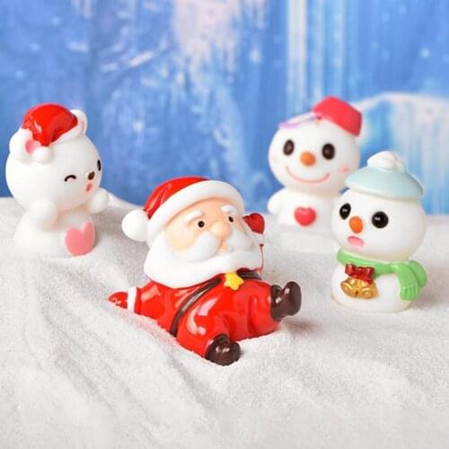 Christmas Figurine Doll DIY Eco-friendly Cartoon Design Exquisite Resin Christmas Micro Landscapes Ornament for Decoration