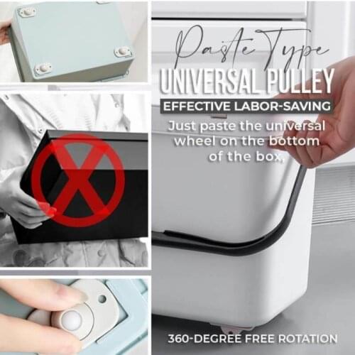 4pcs Self-Adhesive Universal Pulley Storage Box Casters Trash Can Furniture Caster Wheel No Scratches Box Wheels For Home Move