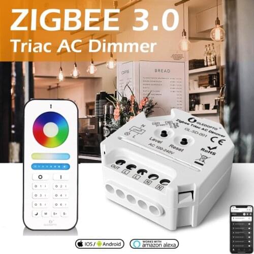 GELDOPTO Zigbee 2.4G RF AC Triac LED Dimmer 100-240V Work With SmartThing App Alexa Voice Control Zigbee Gateways Smart Home