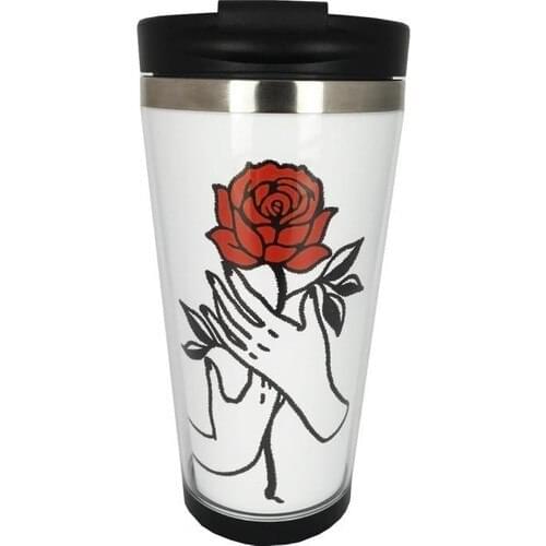 Catharsis Rose Holding Hand Printed Thermos Cup