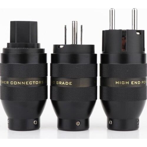 Preffair P201R Aluminium Alloy EU/US Version Power Cable Connector Extension Rhodium plated Power Plug for Power Cable Extens