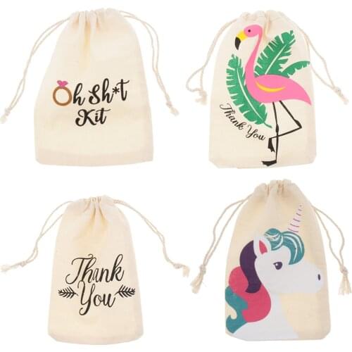 Pack of 10pcs Oh Shit Kit Drawstring Cotton Gift Bags Small Bag Jewelry Pouch