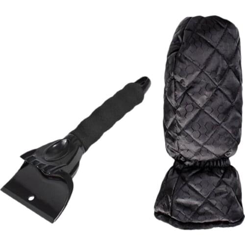 Ice Scraper Mitt, Windshield Snow Scraper Mitt with Waterproof Glove Lined of Thick Fleece for Car SUV Truck
