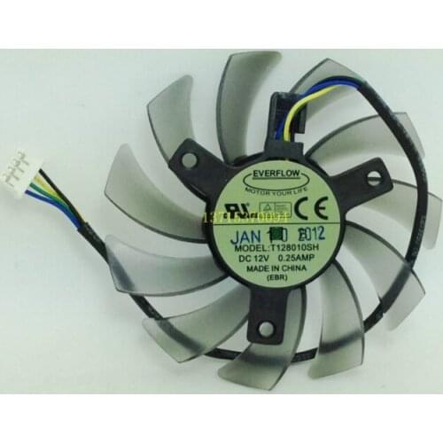 EVERFLOW T128010SH 75mm Graphics / Video Card VGA Cooler Fan Replacement 40mm 12V 0.25A 4Wire 4Pin for ASUS GTX560 GTX660 HD5870