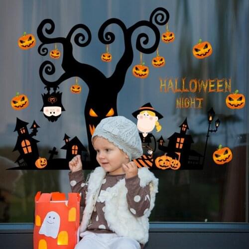 Halloween funny wall stickers childrens room living room bedroom kindergarten PVC removable decorative window decals