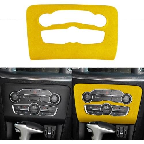 Suede Car Central Control Air Conditioner Switch Button Decorative Frame Cover Trim for Dodge Charger 2016-2021 Car Accessories