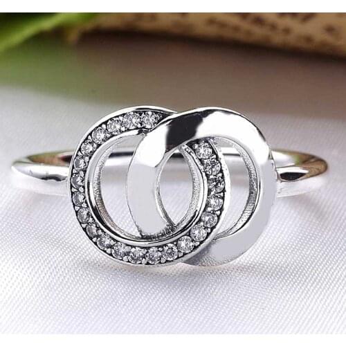 Bewill Original Signature Circles With Crystal Rings For Women 925 Sterling Silver Ring Wedding Party Gift Fine Jewelry