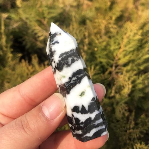 1pcs Natural Zebra Point Healing Crystal Tower For Fengshui Decoration