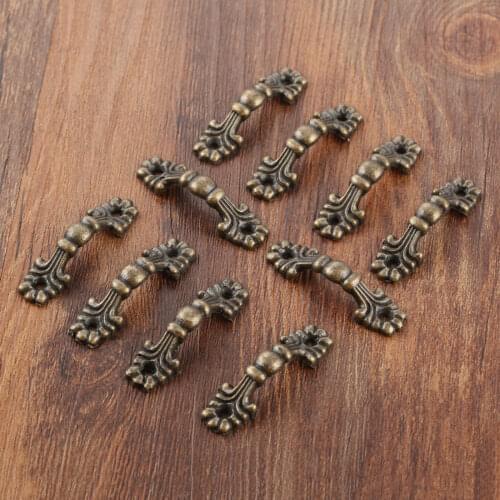 10pcs Vintage Pull Handle 42*12mm Antique bronze Furniture Handles Wooden Box Cabinet Knobs