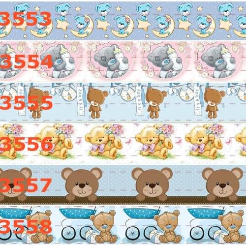 10yards - different sizes - Cartoon bear printed grosgrain ribbon - baby bear printed ribbon