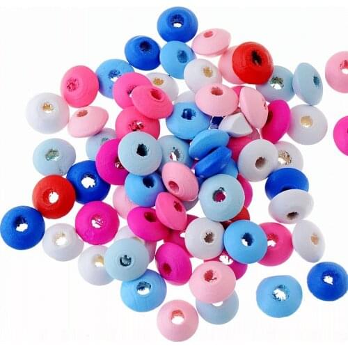 100pcs 12x6mm Wood Dye Wooden Abacus Spacer Beads For Baby DIY Crafts Kids Toys Spacer Beading Bead Jewelry Making DIY
