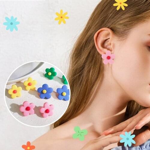 2020 Hot Sale 7 Style Multi Color Fashion Elegant Geometric Earrings For Women Cute Flower Pendientes Mujer Jewelry