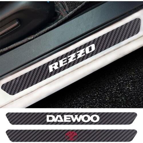 4PCS Car Door Sill Anti kick Stickers Carbon Fiber Auto Door Sticker For Daewoo Matiz Nexia Lanos Kalos Gentra Nubira Espero