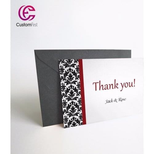 50pcs/lot Personalized Thank you card or save the date card with free envelop Damask style whole set available GXK010
