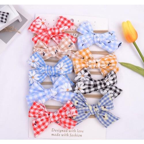 9 PCS/Lot Daisy Ribbon Hair Bows Baby Headband Soft Headwrap For Girls Children Samll Bowknot Kids Hair Accessories Best Gifts