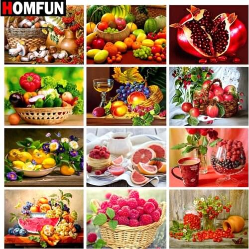 HOMFUN Diamond painting "Fruit landscape" Full Square/Round Drill Wall Decor Inlaid Resin Embroidery Craft Cross stitch