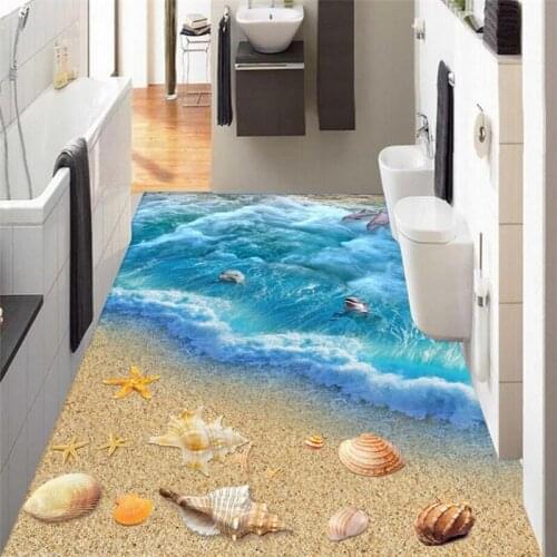 Beibehang Beach Shells 3D Custom papel de parede mural wallpaper wear non-slip waterproof thickened self-adhesive PVC wall paper