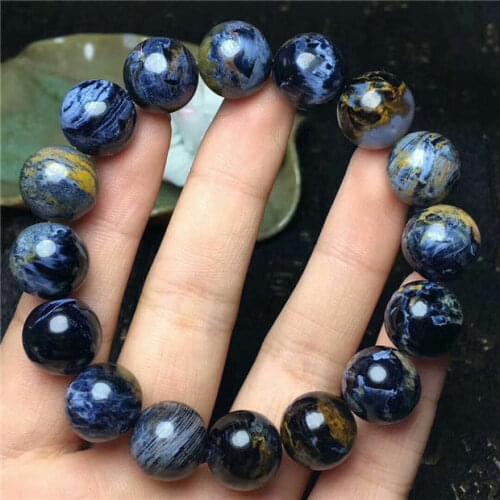 Natural Blue Pietersite Gemstone Round Beads Bracelet 13.2mm AAAA Free Shipping