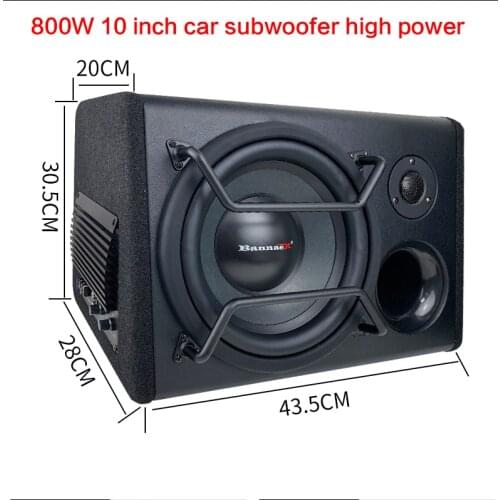 10 Inch 800W Super Subwoofer with Tweeter Car Audio Fever DIY Car Truck 12V24V High Power Speaker Active Speaker Modification