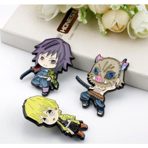 Cartoon Anime Demon Slayer Kimetsu no Yaiba Enamel Brooch Pins Denim Shirt Ghibli Figure Badge Lapel Pin Fans Gift
