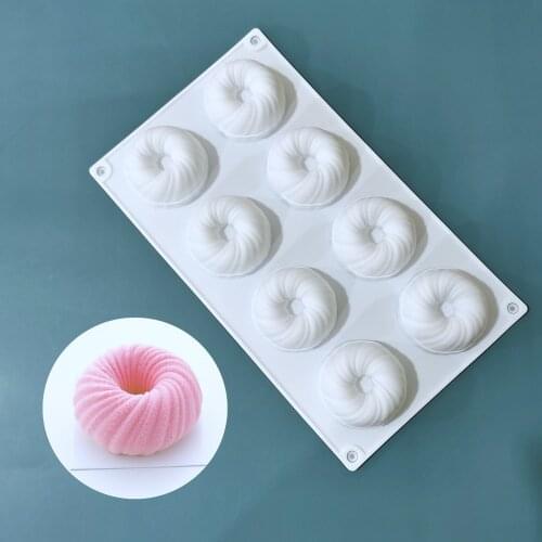 Factory spot 8 even wool ball cake mold doughnut silicone mold French hemp ball spiral baking mold silicone molds for baking