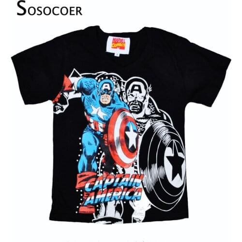 SOSOCOER Boy T-shirt Summer New 2017 Captain America Comics Big Boys T Shirts Cartoon Anime Short Sleeve Tshirt For Kids Clothes