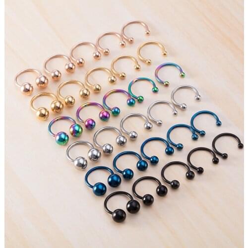 5PCS Surgical Steel BCR Septum Lip Piercing Nose Rings Hoop Horseshoe Fake Nose Ring Ear Smiley Bar Circular Barbell Earring 16G