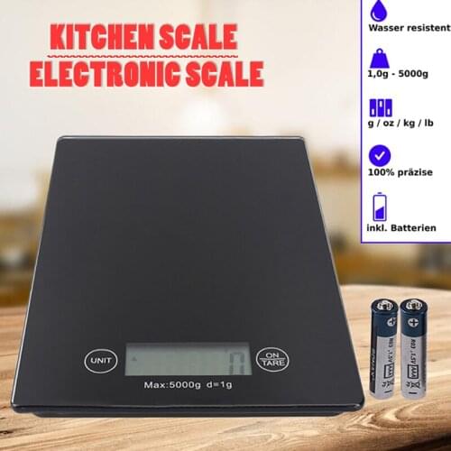 5kg/1g Kitchen Scale Measuring LCD Precision Scale Household High Accuracy Electric Digital Scale Black Glass Weighing Device