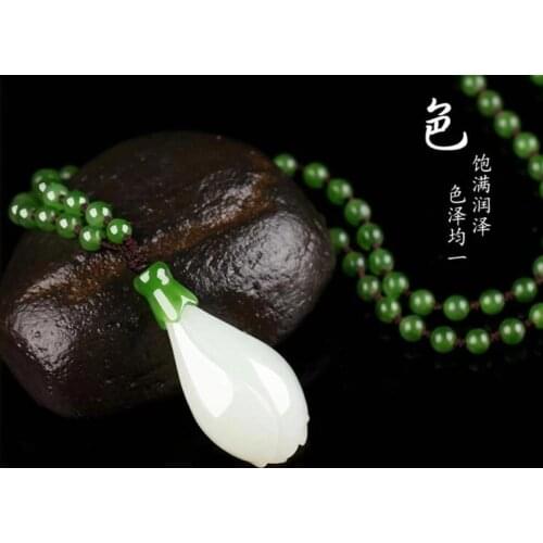 Xinjiang Hetian jade white magnolia flower pendant, natural jade, jade, sweater chain, jade necklace pendant