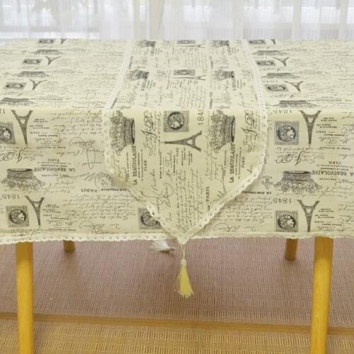Linen Cotton Tassel Table Runner Printed Iron Towel European Table Runners Home Tablecloth Wedding Christmas Party Table cloth