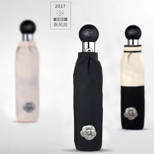 Small Fragrant Umbrella Ladies Automatic Aluminium Alloy Strong Frame Three Folding Compact Big Rain Umbrella Big Flower