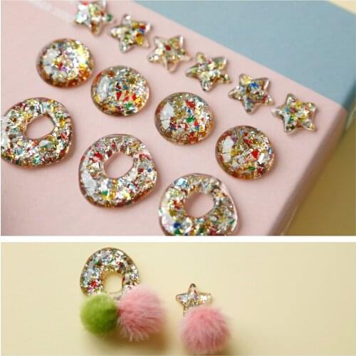 Cute retro glitter sealed Japanese uv Epoxy Pendant Earrings Hairpin Patch DIY Handmade Jewelry Kit
