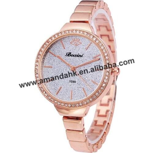 Fashion Women Dress Beads Alloy Wristwatches Gift Metal Analog Man Watches Hot Sale Women Rhinestone Watches 7109