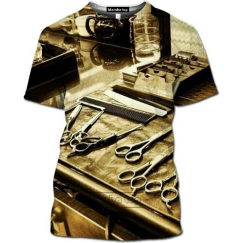 Mens Plus Size Hairdressing Scissors T-shirt 3D Anime Harajuku Summer Fashion Street Shirt 2021 New Hot Sale