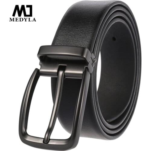 Medyla Official authentic luxury Mens Belt Fashion Mens Belts Cowhide Jeans Belt Pin Buckle Punch Youth Belts Dropshipping