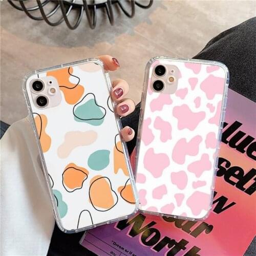 Phone Case For iphone 12 11 8 7 6s 6 5 5s 5c se plus mini x xs xr pro max Cow spot Transparent soft