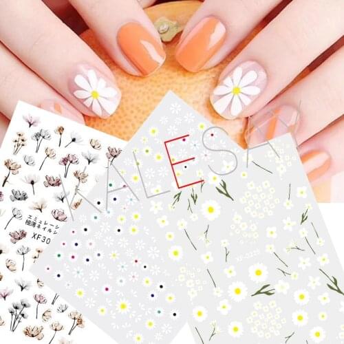 Nail Art Stickers for Nails 3D Back Glue DIY Love Daisy Stickers Decals Accessories Manicure Nail Art Decals Design Decoration