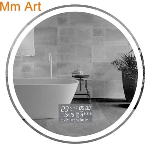 60CM Hand Washing Bathroom Wall Hanging LED Luminous Light Mirror round with Light Toilet Mirror Smart Anti-Fog Bathroom Mirror