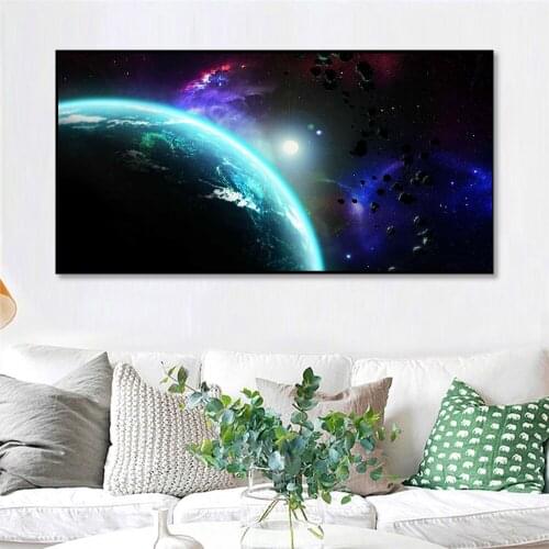 Cosmic Space Planet Wall Poster Nebula Decorative Painting Solar System Starry Sky Home Art Pictures Star Earth Canvas Painting
