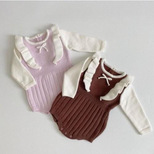 2021 new boys girls knitted rompers cotton full sleeve autumn babys jumpsuit