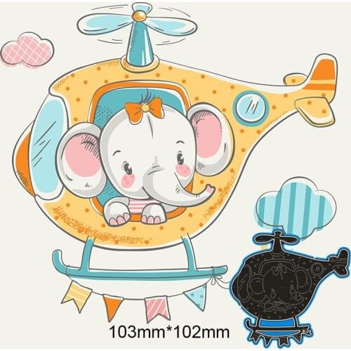 103*102mm Helicopter and elephant new Metal Cutting Dies for card DIY Scrapbooking stencil Paper Craft Album template Dies