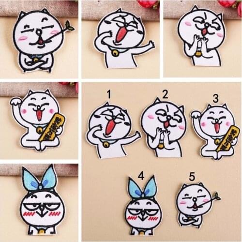 New Creative Handsome Embroidery Patch Iron On Clothes lovely expression cat Pattern for Clothes DIY Decorative Jacket Stickers