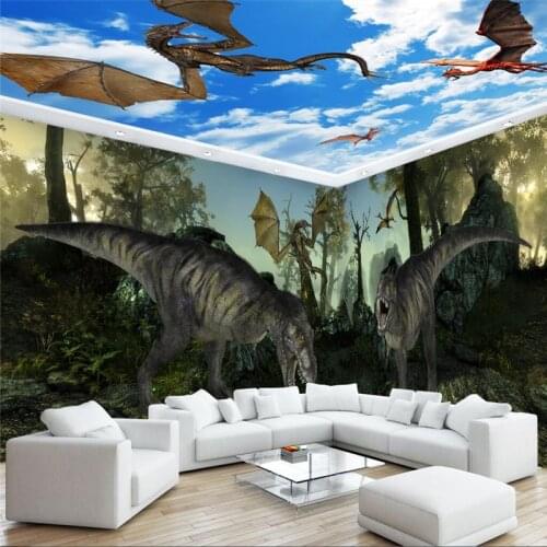 Beibehang Wallpaper Mural Wall Sticker 3D Stereo Age Dinosaur Outgoing Theme House Wall Background Wall papel de parede