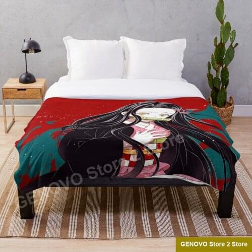 Nezuko Demon Slayer Kimetsu no Yaiba Throw Blanket Super Soft Printing Family Car and Sofa Bed throws Summer Office Quilts