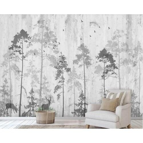 Custom wallpaper Nordic hand-painted fantasy forest elk TV background wall-waterproof material