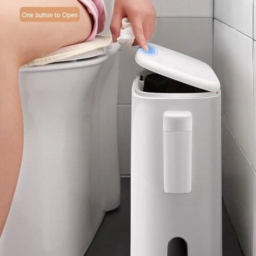 12L Plastic Trash Can Bathroom Waste Bin Toilet Dustbin Trash Basket Garbage Bucket Garbage Bag Holder Storage Container